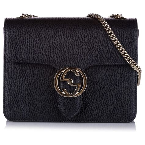 gucci black purse with silver chain